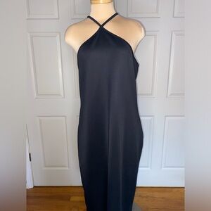 Venus Black Halter Midi Dress – Size 2X | Adjustable Straps, Everyday Chic